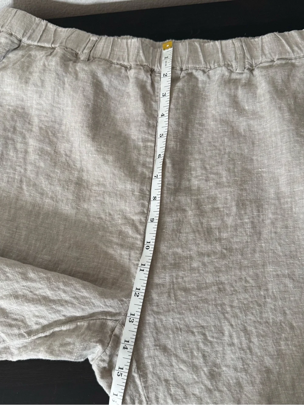 Quince 100% European Linen Pants Elastic Waist Flax Beige Womens Sz XL Cropped
